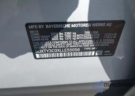 2020 BMW X3 Sdrive30I from USA, damaged, VIN 5UXTY3C0XLLE55056